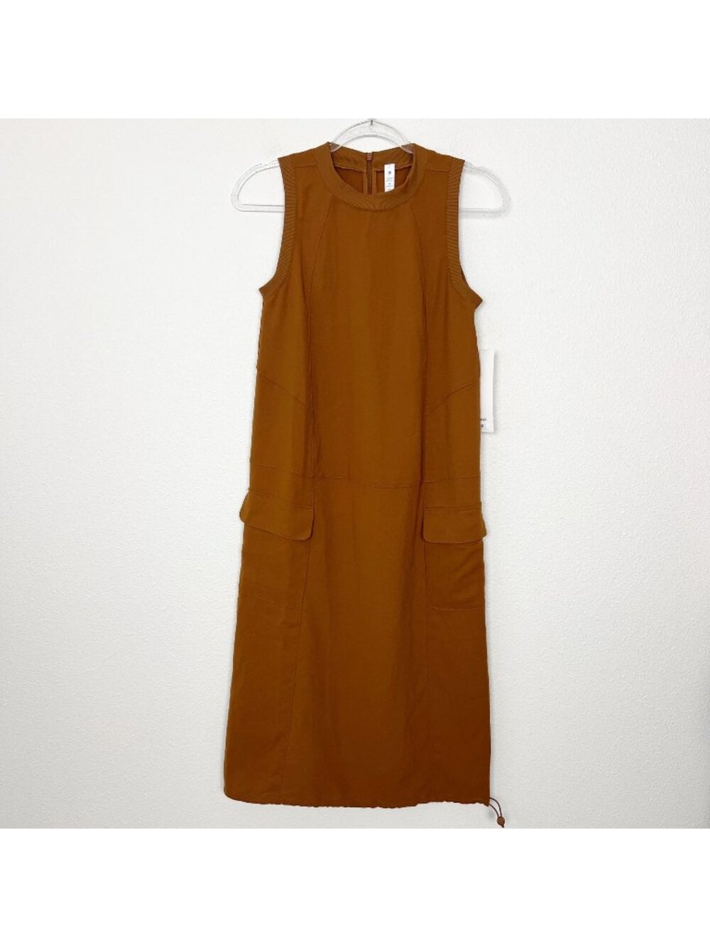 Lululemon Womens 2 Copper Brown Pocketed Drop Waist Midi Dress Sporty Athleisure